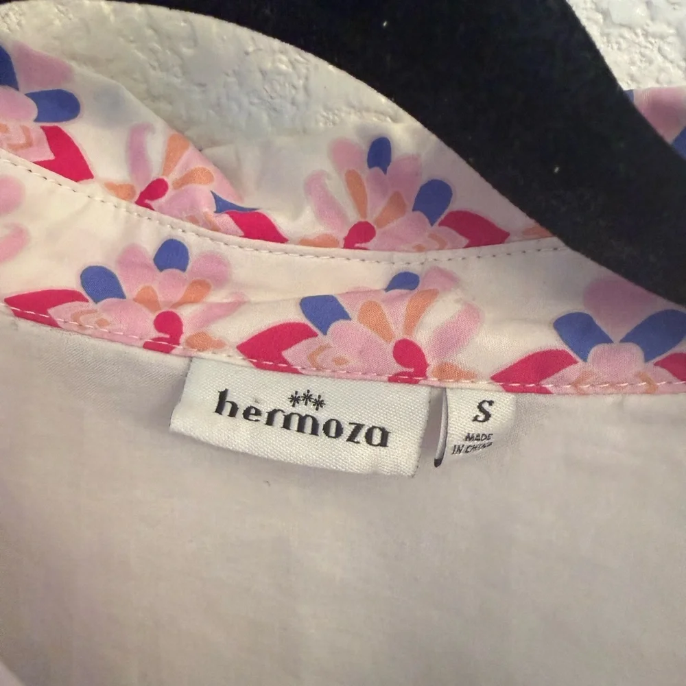 Hermoza Embroidered 100% Cotton Shirt Multi- Floral Cross Stitch Dress  S-Small - Picture 11 of 17